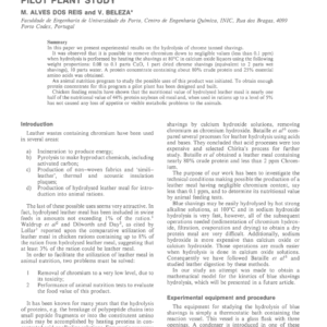 Utilization of Leather Waste - Animal Feedstuff from Chrome Shavings Part 1, Pilot Plant Study