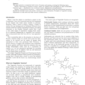 Vegetable Tannins and Tanning