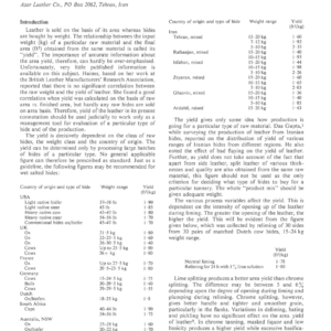 Yield of Chrome Tanned Side Leather