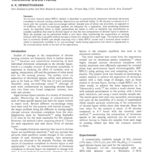 A Fast and Efficient HPLC Method for the Separation of Chromium Complexes in Chrome Tanning Solutions