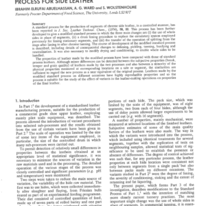 A Simple Approach to Leather Process Investigation Part 3 - The Development of the Modified Standard Process for Side Leather