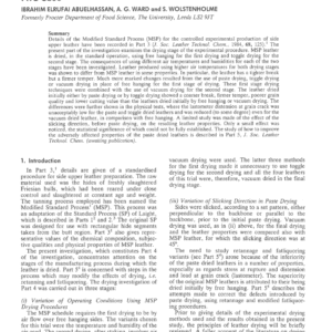 A Simple Approach to Leather Process Investigation Part 4 - The Introduction of Variants in the Drying Process