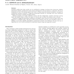 Acacia Nilotica (Bagaruwa) - Aluminium Combination Tannage - A Boon to the Leather Industry