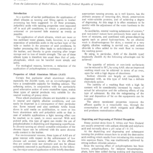 Alkaline Aluminium Silicates as Agents in the Processing of Leather and Fur