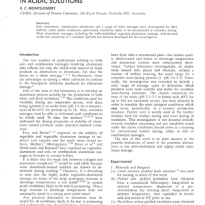 Alternatives to Chromium Tanning - Part IV: The Stability of Aluminium and Other Tannages in Acidic Solutions