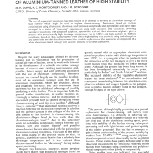Alternatives to Chromium Tanning. Part II. Use of Sequential Treatments for Production of Aluminium-Tanned Leather of High Stability