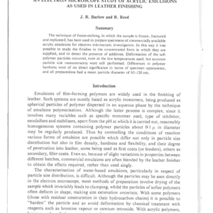 An Electron Microscope Study of Acrylic Emulsions as Used in Leather Finishing