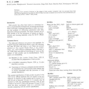 An Investigation Into the Manufacture of Hide Powder