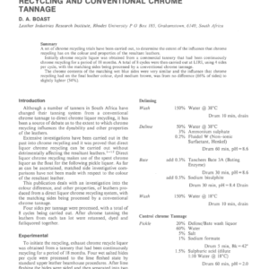 An Investigation into Differences in Properties of Leathers Produced from Chrome Recycling and Conventional Chrome Tannage