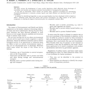 Analysis of Biological Control Materials Encountered in Leather Production