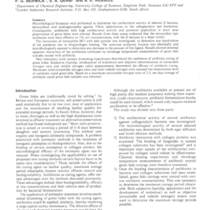 Antibiotics to Control Green Hide Biodeterioration