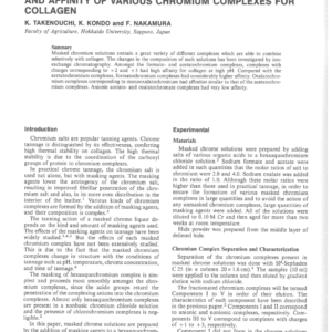 Changes in the Chromium Complex Composition of Masked Chrome Solutions During Tannage and Affinity of Various Chromium Complexes for Collagen