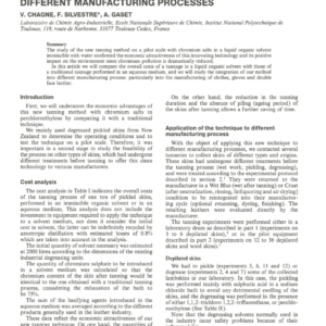 Clean Technology for Tannage with Chromium Salts. Part 3: Cost Analysis and Integration into Different Manufacturing Processes