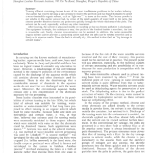 Dry Tannage in Solvent Media