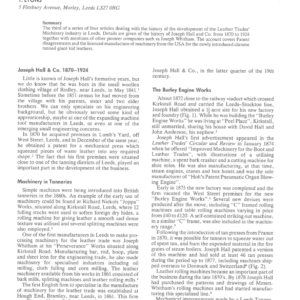 Early Leather Trades’ Engineers of Leeds, Part III. Joseph Hall & Co.