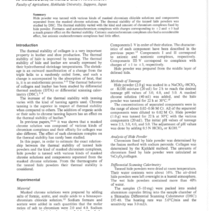 Effect of Masked Chromium Complexes on Thermal Stability of Collagen