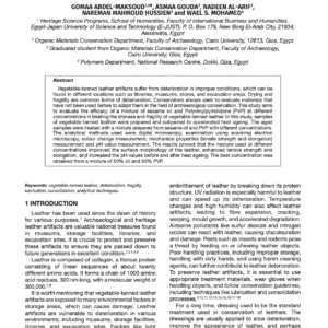 Evaluating the Efficacy of a Mixture of Sesame Oil and Polyvinylpyrrolidone for Protecting Dry and Fragile Vegetable-Tanned Leather Artifacts