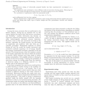 Experimental Evaluation of the Microwave Drying of Leather