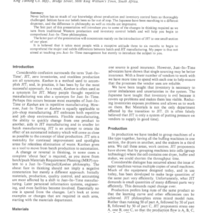 J.I.T., Just in Time, or is it, Just Intelligent Thinking