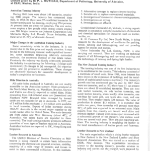 Leather Industry and Research in Australia and in New Zealand