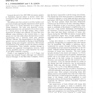 Lumpy Skin Disease and Associated Leather Defects