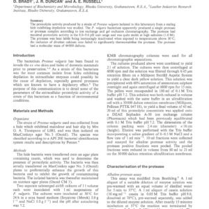 Partial Purification of an Extracellular Protease Produced by Proteus Vulgaris