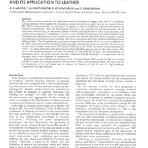 Physico-Chemical Study on Micelle Formation of Chromium-Aluminium Synthetic Tanning Materials in Various Environments and at Various Temperatures and Its Application to Leather