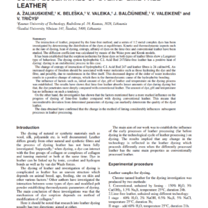 Lime-Free Unhairing: Part 5. Some Peculiarities Of Dyeing Lime-Free Leather