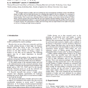 Effect Of Cationisation On Reactive Printing Of Leather And Wool