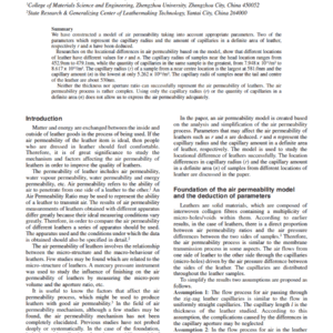 An Air Permeability Model For Leathers