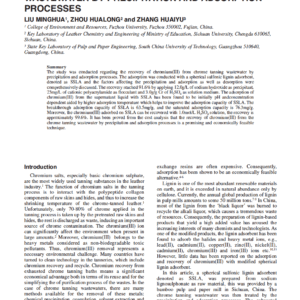 Recovery Of Chromium(III) From Chrome Tanning Wastewater By Precipitation And Adsorption Processes