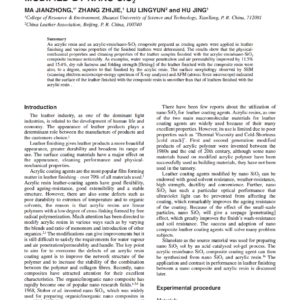 Application Of Acrylic Resin Coating Agent Modified By Nano SiO2