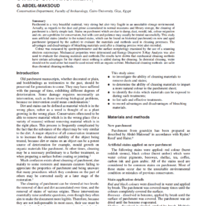 Study Of Cleaning Materials And Methods For Stains On Parchment
