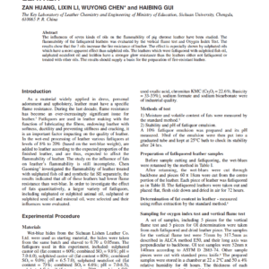 Influence Of Fatliquoring On Flammability Of Leather