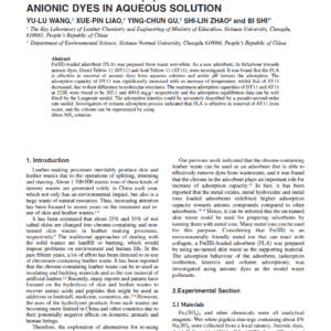 Alternative Utilization Of Skin Wastes: Preparation Of A Fe(III)-Loaded Adsorbent For Anionic Dyes In Aqueous Solution