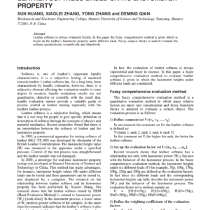 A Comprehensive Fuzzy Evaluation Method For Leather Softness Based On Its Lastometer Property