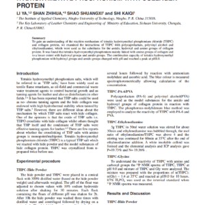 Reaction Mechanism Of Tetrakis Hydroxymethyl Phosphonium With Collagen Protein