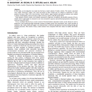 Heavy Metal Contents Of Various Finished Leathers