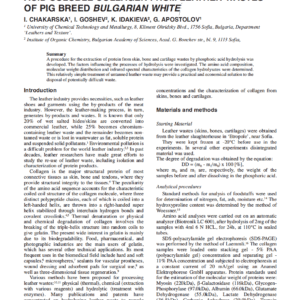 Isolation And Characterization Of Phosphoric Acid-Soluble Collagen From Leather Wastes Of Pig Breed Bulgarian White