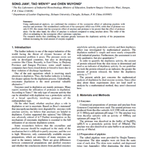 Mathematical Analysis Of Depilation Using Combinations Of Amylase And Protease