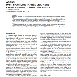 Leather Ageing And Hexavalent Chromium Formation As A Function Of The Fatliquoring Agent. Part I: Chrome Tanned Leathers