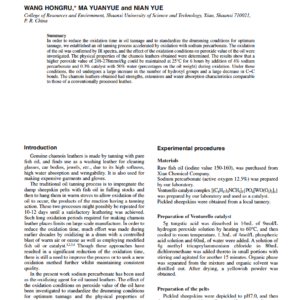 An Oil Tanning Process Accelerated By Oxidation With Sodium Percarbonate
