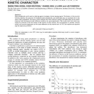 The Redox Reaction Between Catechin And Potassium Dichromate - Influences And Its Kinetic Character