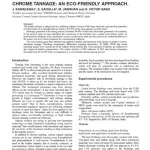 Interaction Of Aldehyde Developed From Amino Acids Of Tannery Waste In A Lowerchrome Tannage: An Eco-Friendly Approach