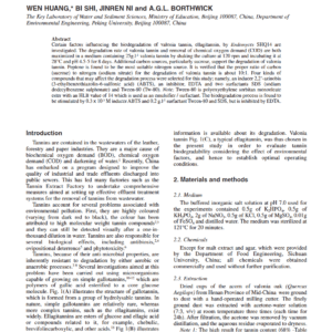 Biodegradation Of Valonia Tannin By Endomyces SHQ 14