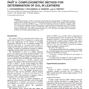 Complexometric Method For Determination Of ZrO2 In Leathers And Salts Part II: Complexometric Method For Determination Of ZrO2 In Leathers
