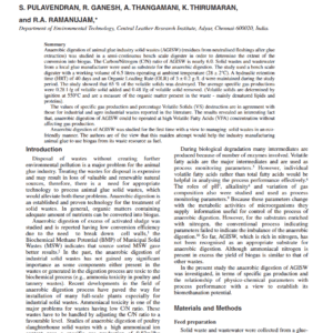 Anaerobic Digestion Of Animal Glue Industry Solid Wastes