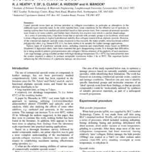 The Optimization Of Epoxide-Based Tannage Systems - An Initial Study