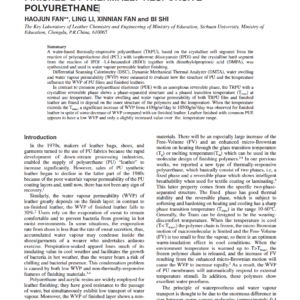 The Water Vapour Permeability Of Leather Finished By Thermally-Responsive Polyurethane