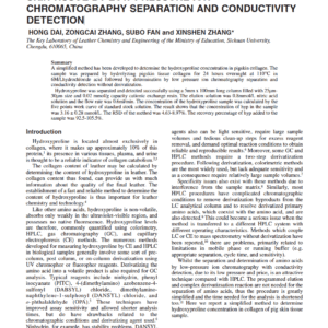 Analysis Of Hydroxyproline In Collagen Of Pig Skin Tissue By Low Pressure Ion Chromatography Separation And Conductivity Detection